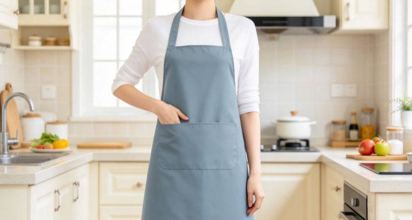 Solid-Color Halter-Neck Kitchen Apron – Oil & Water-Resistant, Minimalist Style